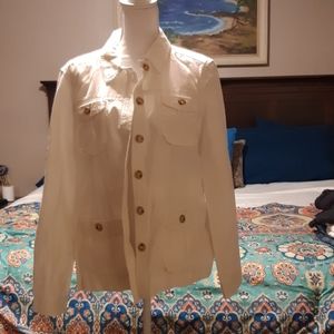 GAP Safari Inspired linen blend jacket in white xl